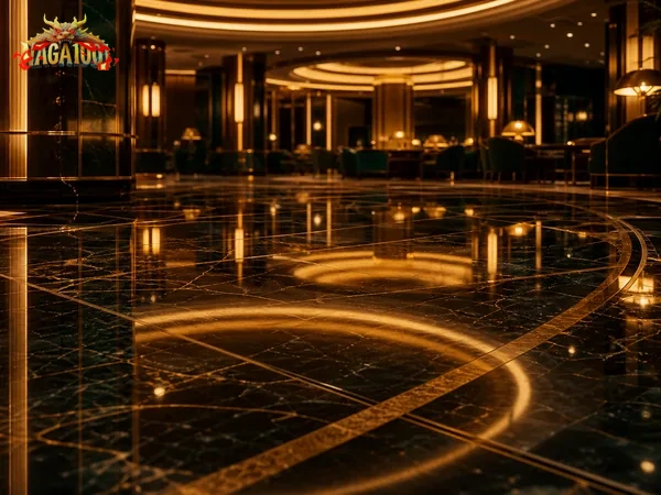 Tampilan grid permainan Midas Fortune dengan tema emas